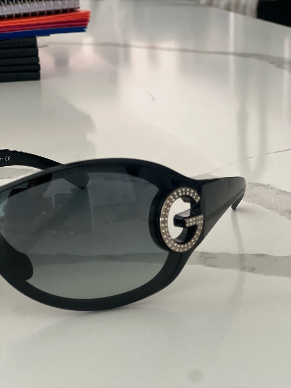 Vintage Dolce & Gabbana DG6024-B Rhinestone Shield Sunglasses Black Y2K - Picture 4 of 10